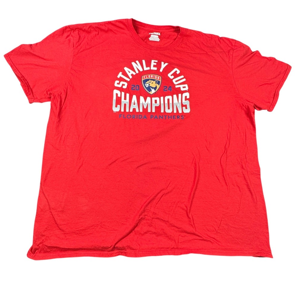Florida Panthers Fanatics T Shirt Men‎ 3XL Red 2024 Stanley Cup Champions